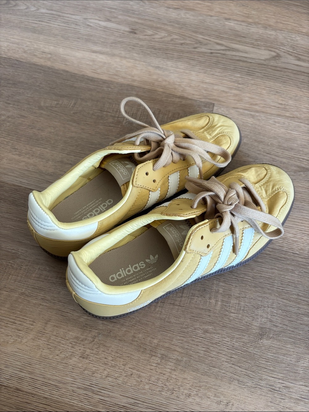 adidas Women’s Yellow & White Low-Top Sneakers with Beige Laces